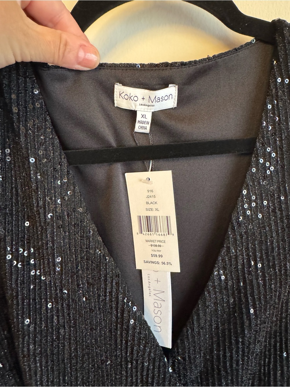 Koko + Mason Black Sequin Jumpsuit - XL